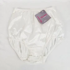 Vintage Myonne Satin High Waist Brief Womens 5 All Nylon White NWT USA Made