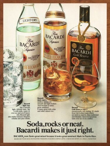 1984 Bacardi Wine Vintage  Print Ad/Poster 80s Man Cave Bar Art Decor - Picture 1 of 3