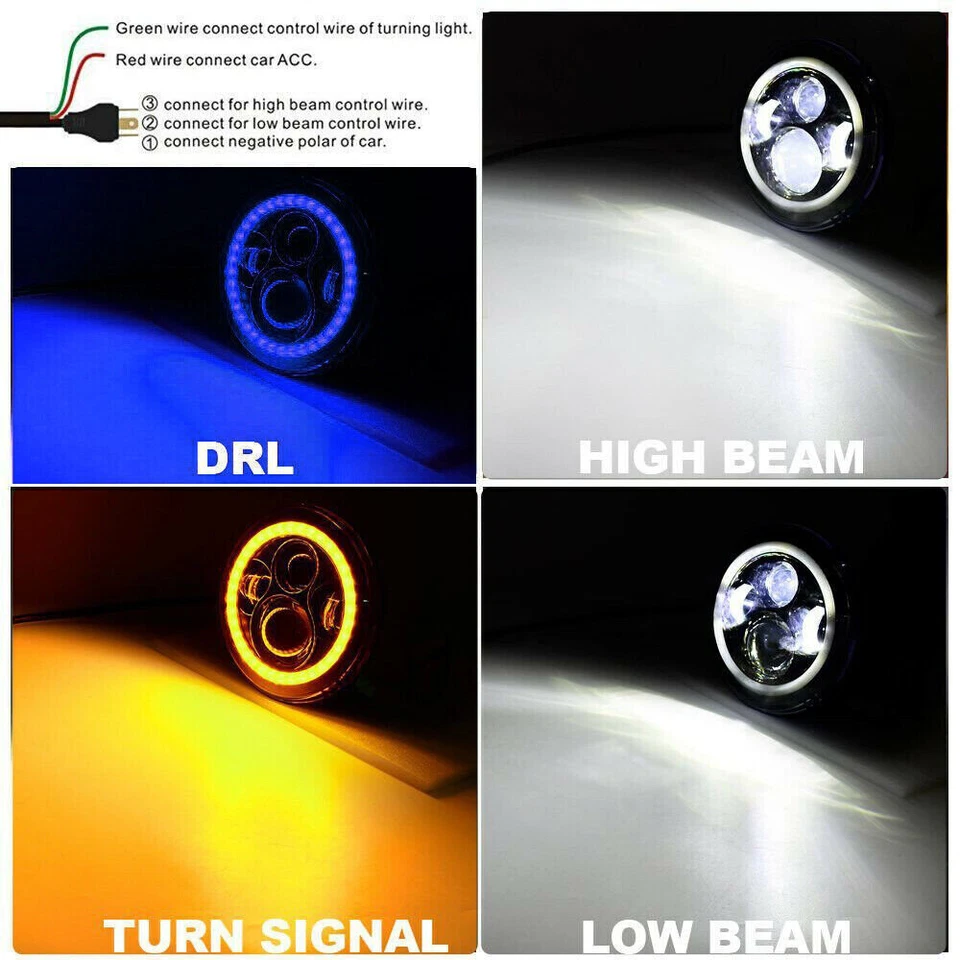 2x Fit Chevrolet Bel Air 1953 1954 1955 1956 1957 7"" faróis de LED azul HALO - Imagem 2 de 4