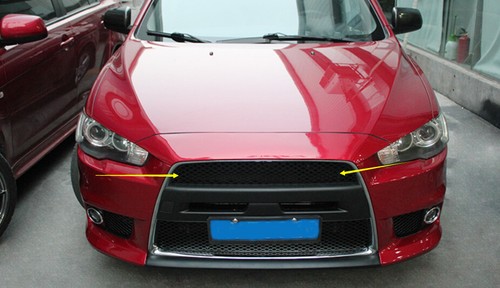 Front Upper Bumper Mesh Grill Grille For Mitsubishi Lancer Evolution 07-17 Black - Picture 4 of 9