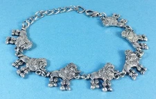 Adjustable Poodle Bracelet antique silver plated Oh so cute !