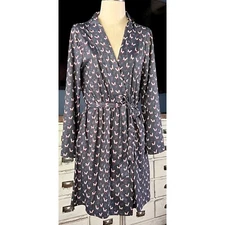 NWT New Modcloth Blue Llama Animal Print Whimsical Short Robe Medium M
