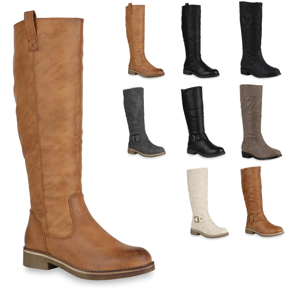 MARKENLOS 894019 Klassische Damen Stiefel Gefüttert Block Absatz Schuhe Mode