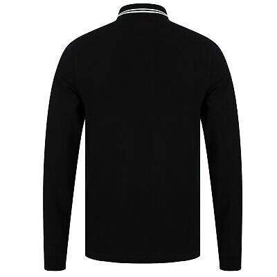 Fred Perry M3636 Long Sleeve Twin Tipped Polo Shirt In Black White