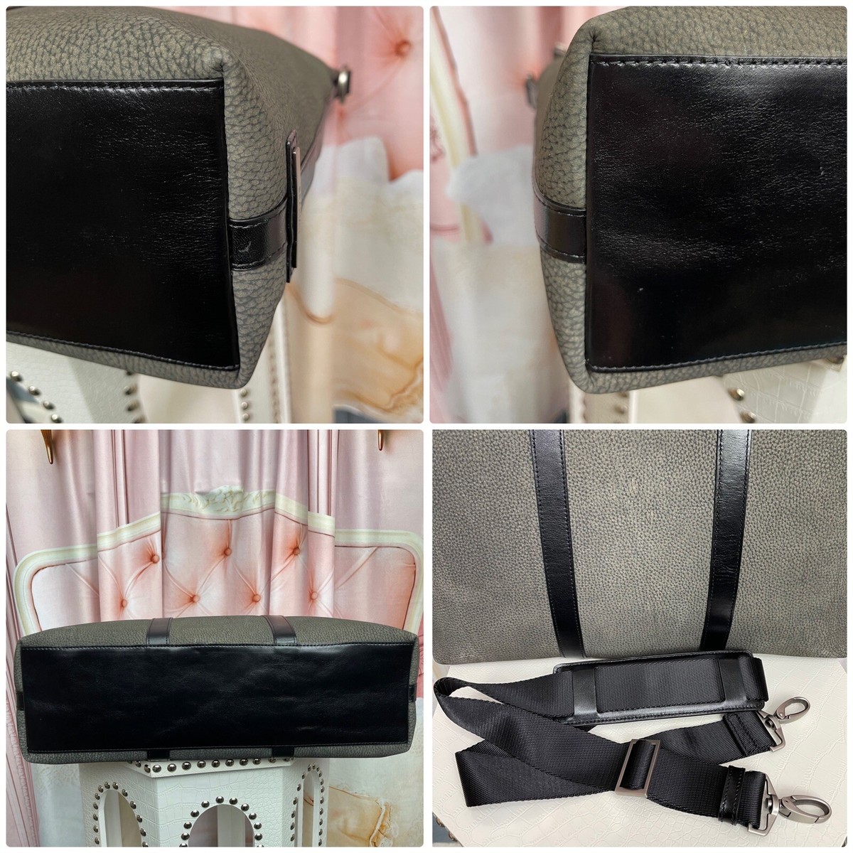 Brahmin Beckett Leather Business/Travel Bag in Charcoal Aslan