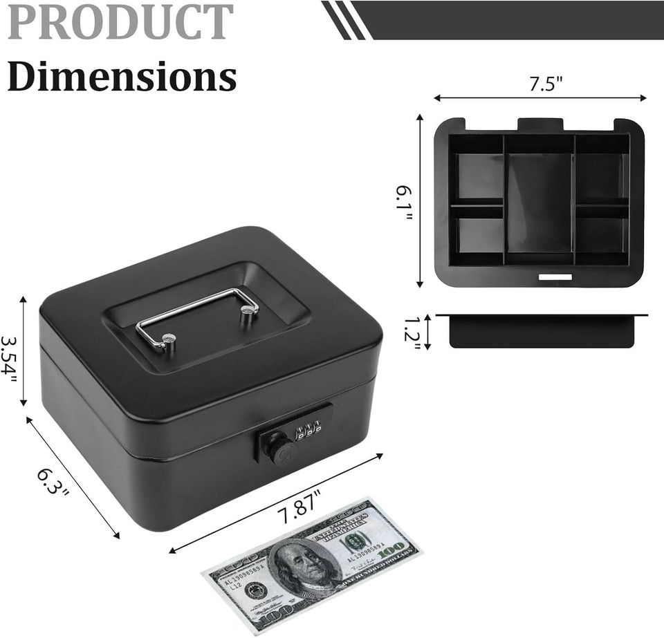 Fireproof Security Box Safe Chest Key Lock Cash Money Document Jewelry