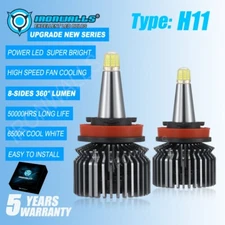 8-Sides H11 LED Headlight Kit Low Beam Bulbs Super Bright 6500K White High Power