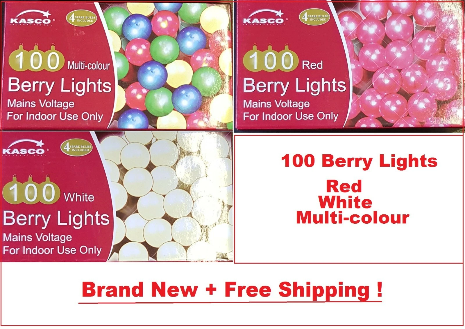 New 100 Red/White/Multi-Colour Berry lights For Christmas Tree/Decoration Light!
Opens in a new wind
