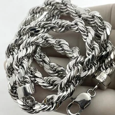 925 STERLING SILVER SOLID ROPE  CHAIN  NECKLACE 7 mm  ITALY