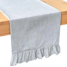 Grey Long Table Runners 13x108 Inch Pack Of 1 Ruffles Trim Fabric Lined | Prop