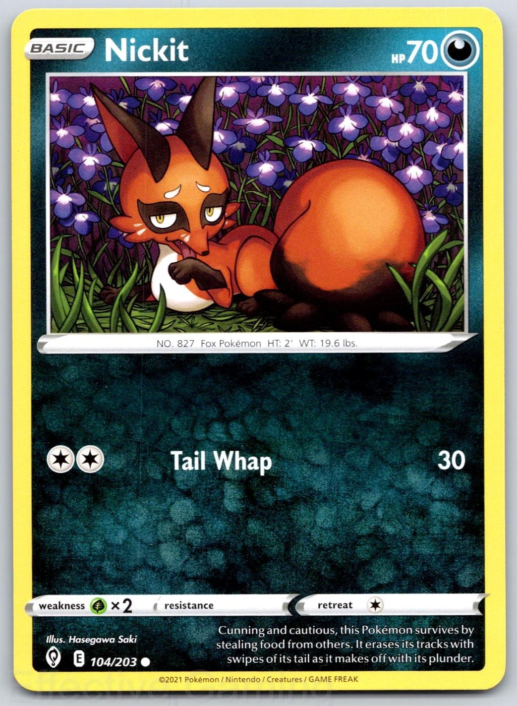 Nickit 104/203 Common Evolving Skies Pokemon NM Saki