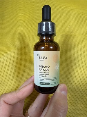 Luv Health Neuro Drops Lion's Mane Adaptogens Curcumin Peach Nectar 1 fl oz Q2