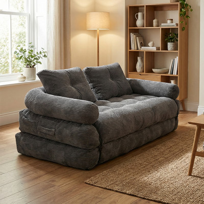 Vacuum Compressed 2 Seater Sofa Bed, 2-in-1 Convertible Loveseat Sleeper Couch