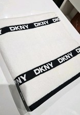 Image of DKNY Bath Towel 100% cotton White Black Logo New With Tags