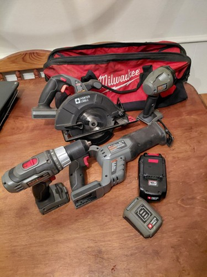 #ad PORTER CABLE 18V Cordless Tool Set: Drill Reciprocating Saw Circular Saw $120.00