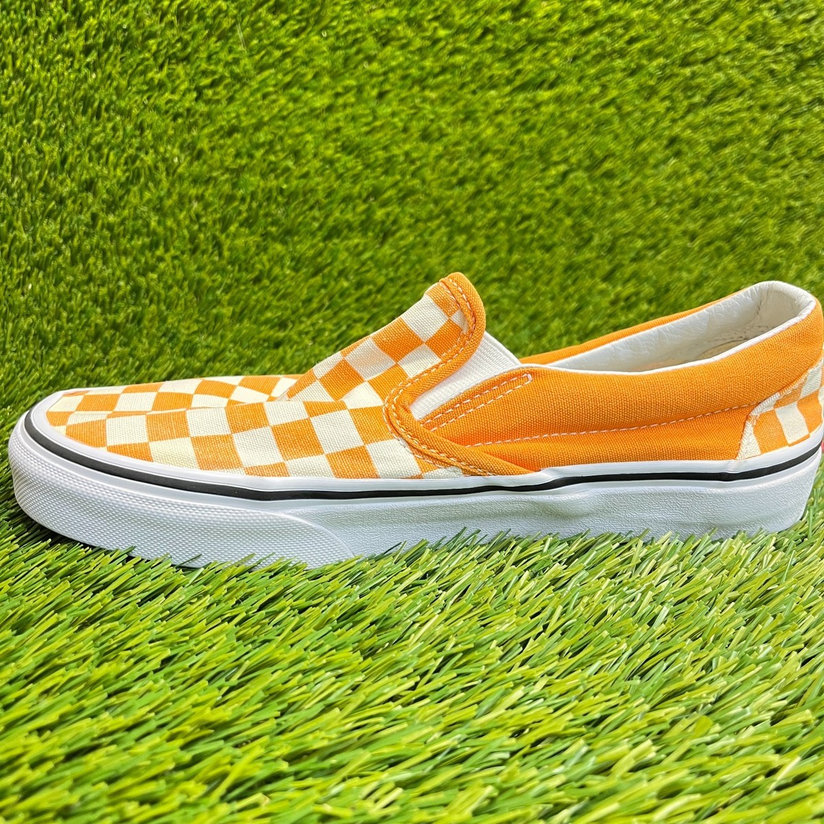 写真 Vans Classic Slip-On Womens Size 8 Orange White Athletic Skate