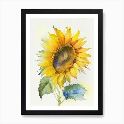 Sonnenblume Wildblume Aquarell 2 gerahmte Wandbilder Poster Leinwanddruck Bild
