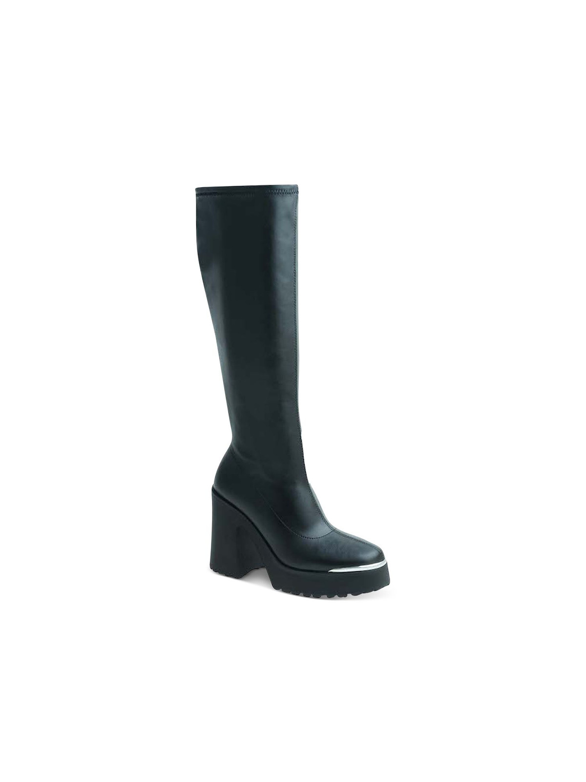 WILD PAIR Womens Black Zipper Killian Round Toe Block Heel Riding Boot 7.5 M