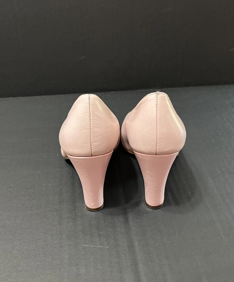 Tacones Sam & Libby rosa cruzados de cuero punta abierta para mujer talla 6 Foto 2 de 4