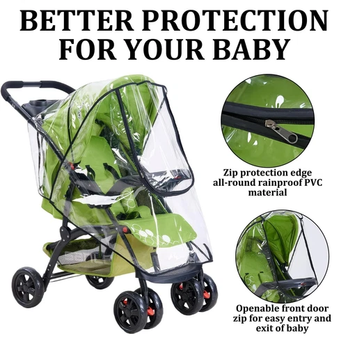 1pcs Universal Rain Cover for Pushchair Pram Stroller Buggy Clear Weather Shield - Picture 3 of 7