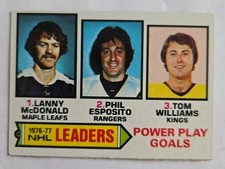1977-78 Topps 1976-77 NHL Power Play Goals Leaders McDonald/Esposito/Williams #5