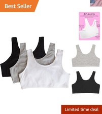 Everyday Colors 3 Pack Girls' Stretch Sports Bras with Full Coverage Support