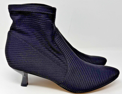 Katy Perry The Bridgette Stripe Stretch Black Textured Fabric Bootie Size 8