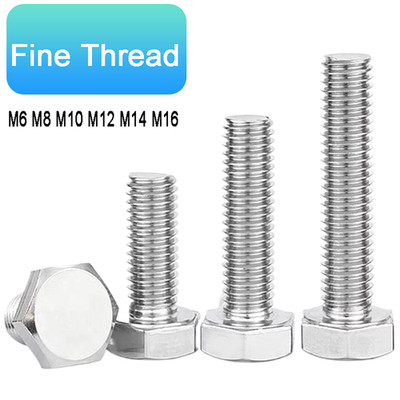 Fine Thread A2 Stainless Hexagon Head Bolts Hex Set Screws Fully Threaded Bolts