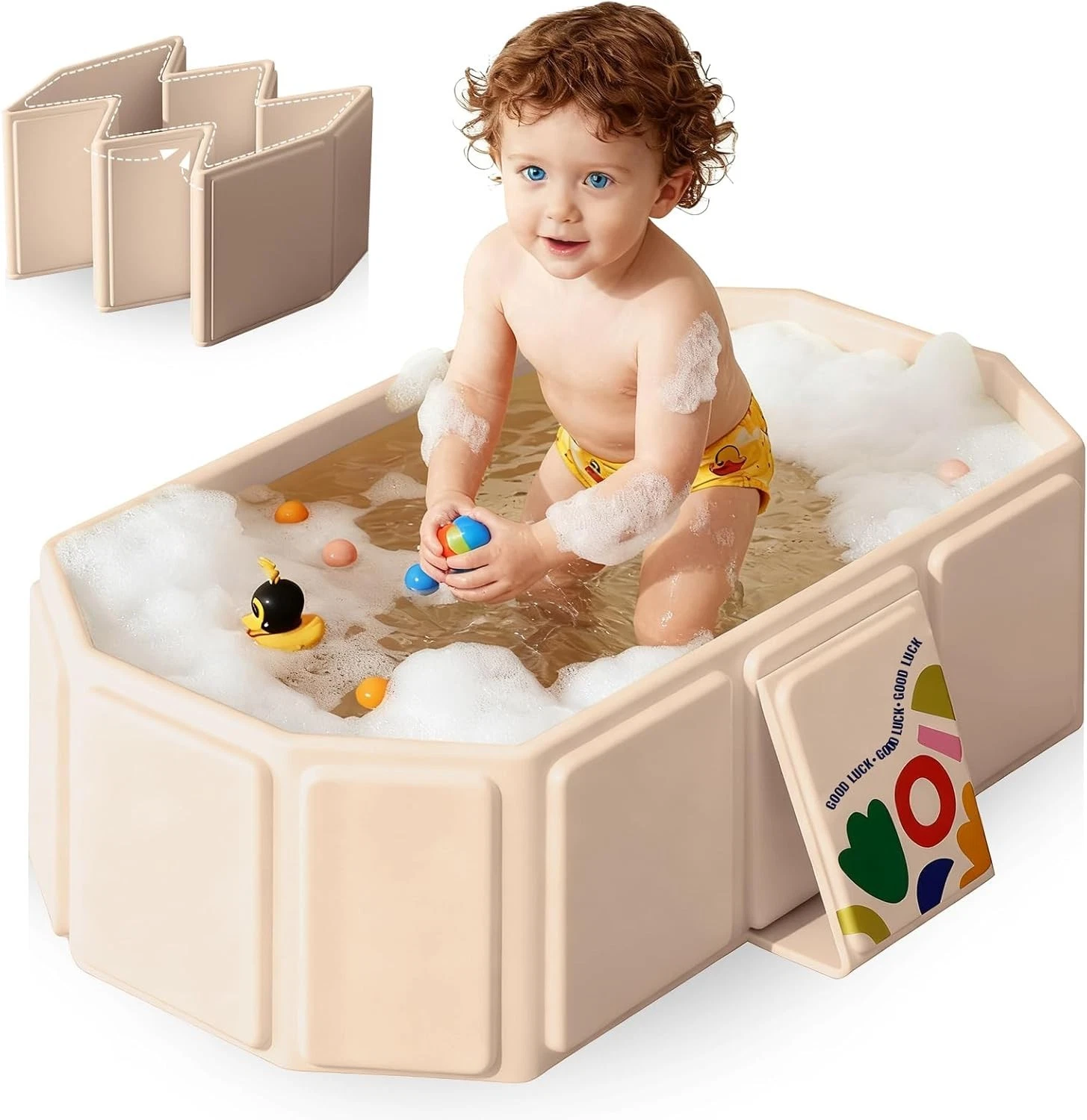 Vyranut Foldable Baby Bathtub 75x45cm Non-Slip Drain Plug Cream White
Opens in a new window or tab