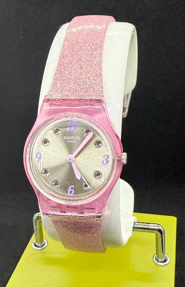 SWATCH LK392 GLITTER CELESTE WOMEN'S PINK TRANSPARENT WATCH SWISS MADE QUARTZ - image 2 of 4