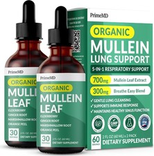 5-in-1 Mullein Drops for Lungs and Bronchial - Respiratory Lung Health Suppor...