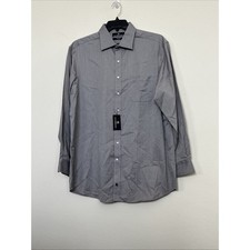 Hart Schaffner Marx Men's Dress Shirt Silver Gray 100 Non Iron Cotton Sz 17-34