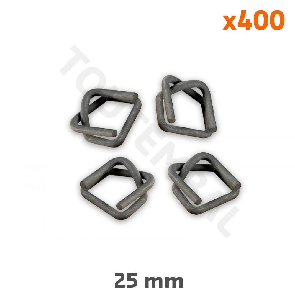 Boucle pour feuillard textile 25 mm antiglisse en acier robuste boîte de 400 unités