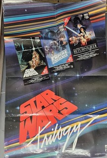1988 STAR WARS IV V VI TRILOGY Release To VHS Poster 24x38 Ad Poster