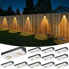 Solar Fence Lights Outdoor Waterproof, 12 Pack Fence Light Solar Powered with...