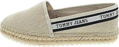 Tommy Jeans Flatform Webbing Espadril Damen Slipper beige