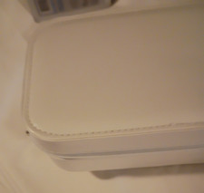White Plastic Makeup Case with Mirror, USB Charging, Portable Storage Organizer