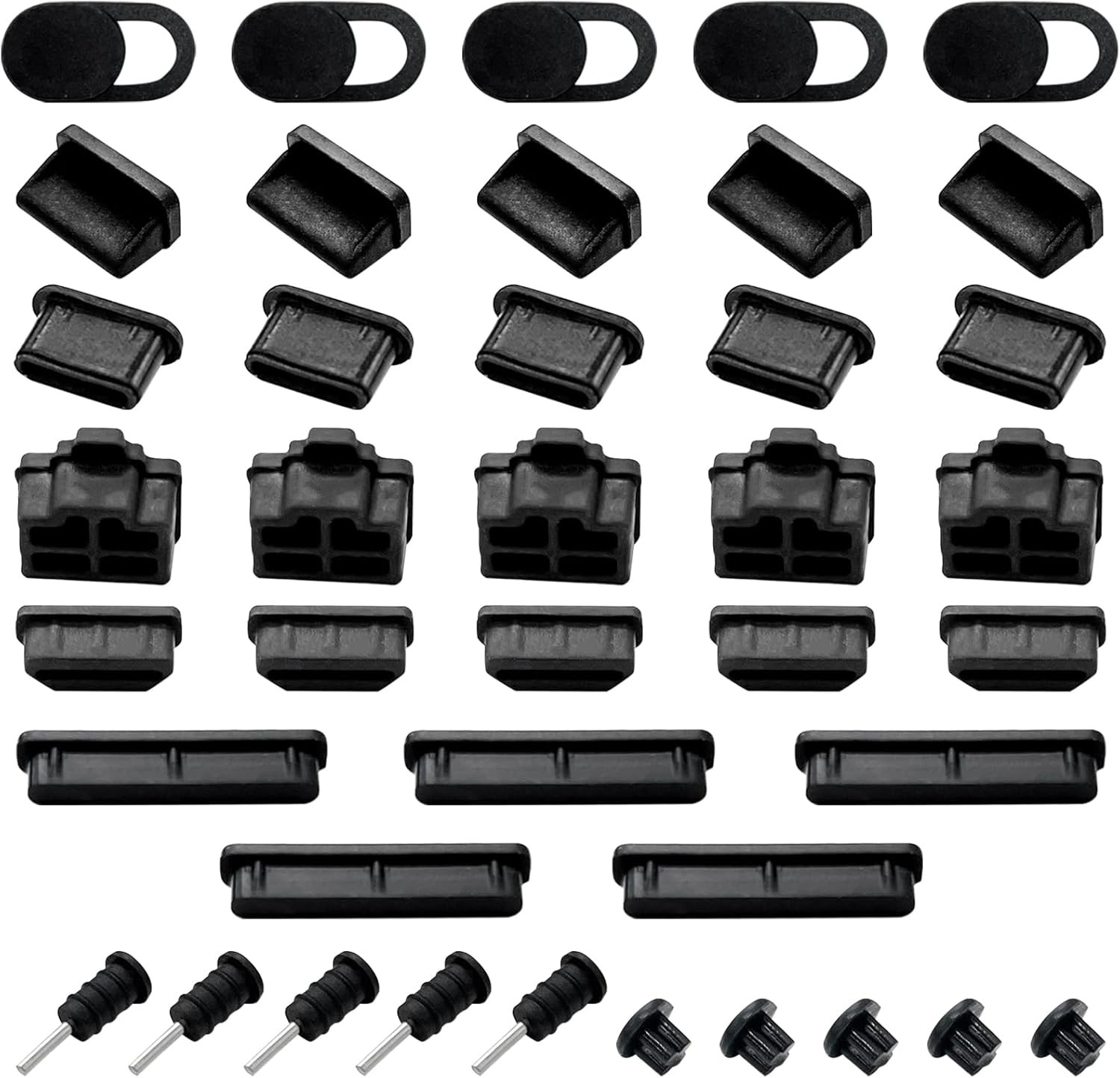 40PCS Silicone Anti-Dust Port Plugs – USB, USB-C, HDMI, RJ45, SD, Audio & Camera