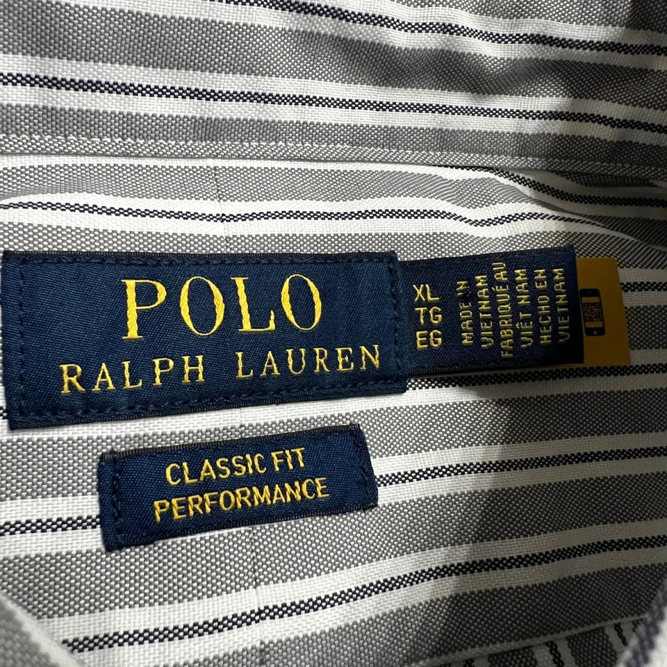 Nuevo Polo Ralph Lauren Para Hombres Calce Clásico Rendimiento Absorbente Rayas Camisa de Vestir XL Foto 4 de 4