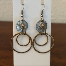 Vintage Boho Mixed Metal Dangle Hoop Earrings Silver And Gold
