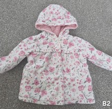 0-3 months george Baby Girls Reversible Hooded Jacket Floral Heart
