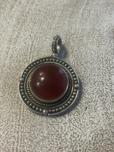 BA Suarti ciondolo dichiarazione corniola rossa argento sterling 925 vintage - Foto 1 di 9