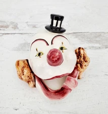 Vintage Clown Ceramic Two Piece Ashtray with Top Hat | Folk Art