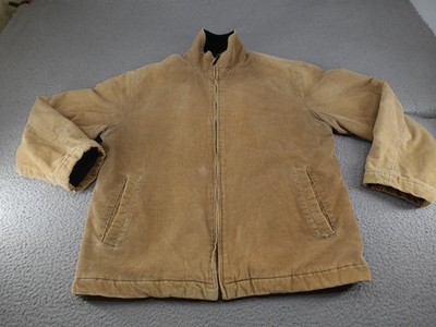 Corduroy Bomber Jacket Mens Large Brown Chore Barn Field Quilted Lined Workwear