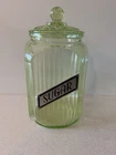 Depression Hocking 1930 Uranium Vaseline Glass Sugar Canister With Lid 8½" Bin B