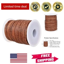 Saddle Brown Distressed Genuine Leather Cord - Waterproof, 2mm for All Crafts