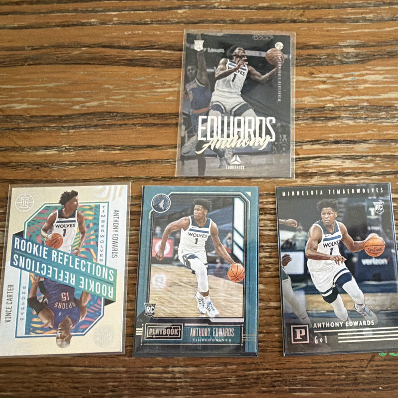 Panini 2020-21 NBA Timberwolves 4-Card Lot Rookie (Edwards, Anthony )