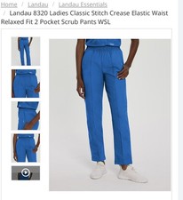 Landau Ladies Lge Royal Stitch Crease Elastic Waist Relaxed Fit Scrub Pants T11
