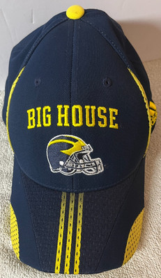 Adidas Michigan Wolverine Climalite BIG HOUSE Blue Yellow Hat CAP Size L/XL VGC