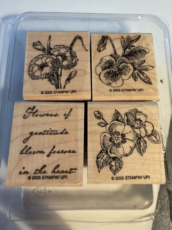 Stampin Up Flowers Of Gratitude  Set Of 4 Stamps  2005 Vintage New
